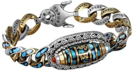 OCKULT Türkis Sechs Zeichen Mantra Neunäugige Dzi Perlen Armband Neun Augen Mantra Männer Sechs charact W2s5 Zubehör Armband Retro Perle