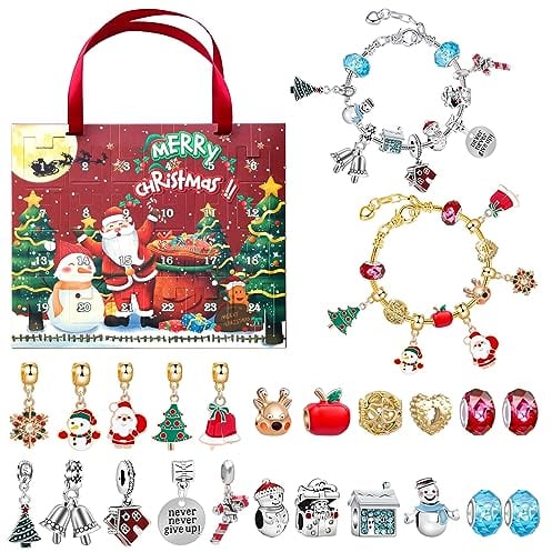 Adventskalender 2023 Kinder Mädchen, RUNEAY Weihnachtskalender Schmuck Adventskalender Mädchen 2023 Adventskalender 6 Jahre Mädchen Weihnachten Geschenk Mädchen 5/6/7/8/9/10/11/12 Jahre