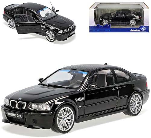 Generisch B*M*W 3er M3 E46 Coupe CSL Schwarz 1998-2007 1/18 Solido Modell Auto mit individiuellem Wunschkennzeichen