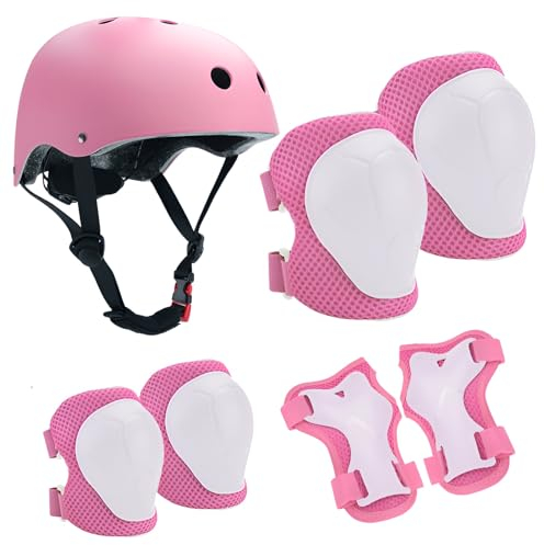 AUSYIWI Conjunto de Casco Protector Infantil con Rodilleras, Coderas y muñequeras Ajustables para Patinaje sobre Hielo, Ciclismo, Patinaje
