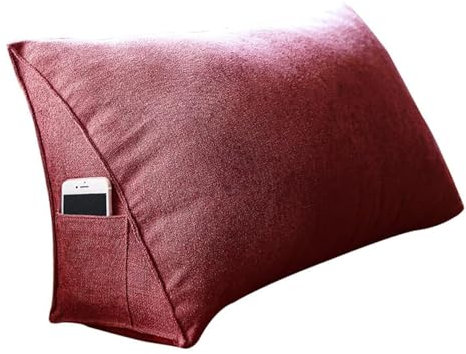 Cuscino da Lettura Triangolare, Schienale Testata Letto Divano, Imbottitura Poggiaschiena Antireflusso Adulti, Cuscino Letto Matrimoniale, Cuscino Cervicale Dormire Lungo(60×35×20cm,Red)