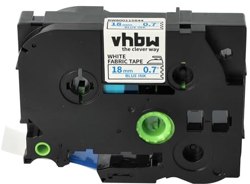 vhbw Label Tape Compatible with Brother PT P700, H100LB, H100R, E100VP Label Printer 3m x 18 mm, Blue on White, Iron-On