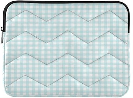 Laptop Sleeve Case 13-14 Inch Lightweight Computer Bag Gingham Blue Plaid Case with Zipper for Work Journey