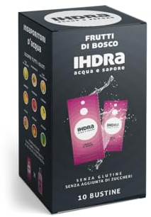 IHDRA - Insaporitore per Bevanda Fresca Gusto FRUTTI DI BOSCO, 10 Bustine da 1,6gr, Preparato Polvere Solubile In Acqua, Ideale Per Sport, Vegan, Senza Zuccheri aggiunti, Senza Glutine, Made In Italy.