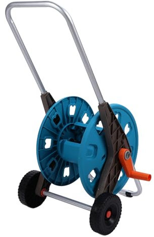 Carro de Carrete de Manguera de Jardín Premium G1/2 con 2 Ruedas - ABS + PP + Estante de Tubería de Agua de Jardín con Tubo de Aluminio - Carro de Riego con Capacidad para