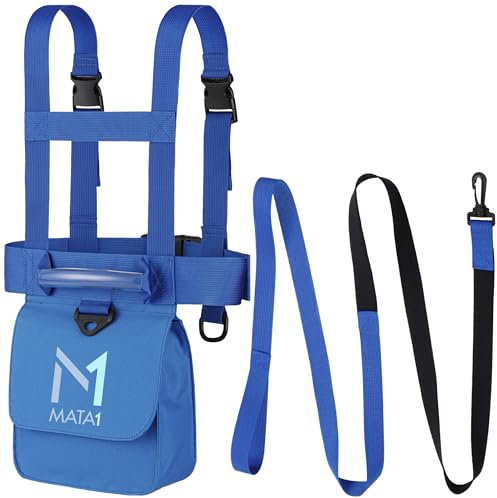 Mata1 Ski- und Snowboard-Trainingsgurt für Kinder – Blau – 2 elastische Bungee-Gurte zum Lenken und Erlernen der Geschwindigkeitskontrolle – Ski-Trainer-Rucksack