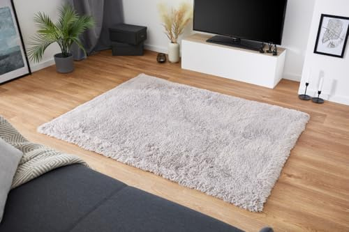 andiamo Kunstfell Teppich Alpa gemütlicher Hochfloor Wohnzimmerteppich Fellteppich 35 mm Florhöhe weich und flauschig Teppich Wohnzimmer Grau 50 x 110 cm