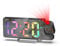 OQIMAX Projection Alarm Clock with 7.9 Large Screen, Colorful Alarm Clock Bedside with 180° Projector, USB Charging, 4 Adjustable Brightness, Temperature Display, Detachable Base, for Bedroom, Home