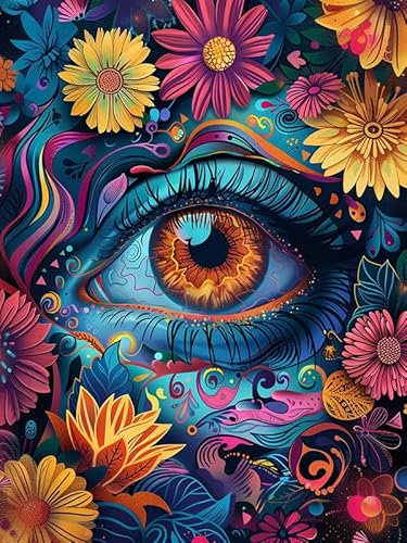 VAIIEYO 5D DIY 5D Diamond Painting Auge, Diamant Painting Bilder Malerei Kits Blume Landschaft, Malen Nach Zahlen Diamant Home Wand Decor Gemälde Kreuzstich Diamond Dekoration 30x40 cm-4