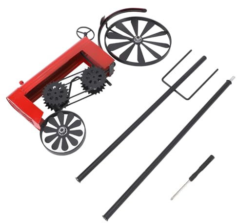 Traktor-Windspiel, Dekorative Windmühle, Hinterhof- und Gartendekoration, Wetterfahne, Robuste Metall-Windmühle mit 4 Beinen, Schreckt Vögel Vom Garten, Hof, Terrasse, Rasen, (Rot)