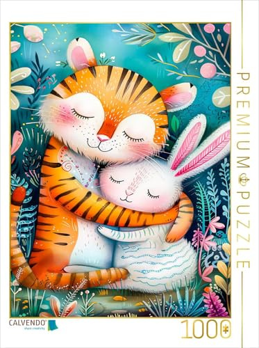 CALVENDO Puzzle Freundschaft - Tiger und Hase | 1000 Teile Lege-Größe 64 x 48 cm Foto-Puzzle für glückliche Stunden