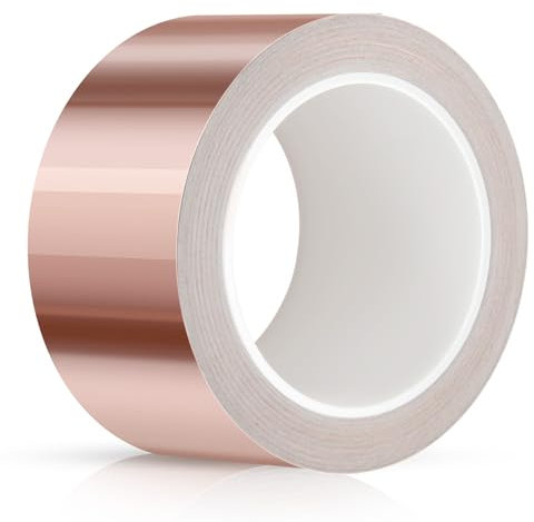 Ruibinlee Kupferband Gegen Schnecken 50mm*20M,Schneckenzaun,Schneckenschutz Hochbeet,Schneckenabwehr EMI Kapton Tape Abschirmband Kupferfolie Kupferband Selbstklebend Klebeband