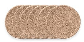 Tischsets, rund, Jute, natürlich, handgefertigt, 15 x 15 cm, 6 Stück