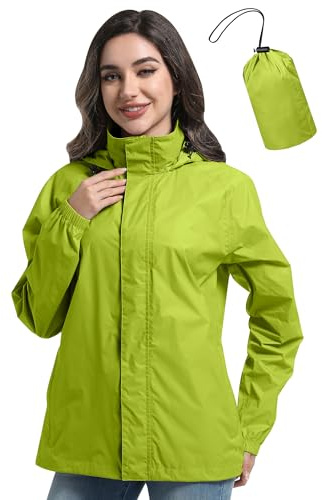 Zdoynto Regenjacke Damen Dünne Wasserdicht mit Kapuze Outdoorjacke Packbare Leicht Fahrrad Jacke Fahrradjacke Windbreaker Reisen Treking Fahrrad Grün M