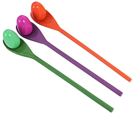 Abaodam 3sets Wooden Egg Spoon Race Game Sensory Integration Training Tool Boys and Girls Outdoor Lawn Games for Boys Girls Age Random Color