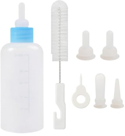 Générique Babyfläschchen-Set für Welpen – Babyflaschen-Set für Katzen, kleines 7-teiliges Katzen-Flaschen-Set | Flasche für Katzen mit Nippeln für Tiere