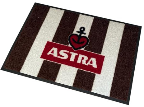 ASTRA Bier x FC St. Pauli Fußmatte außen und innen, rutschfeste Schmutzfangmatte Türmatte, waschbar (40 x 60 cm, Braun/weiß)