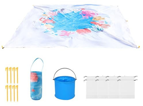 Strandpool, 2 x 2 m, Kinderpool | Sandmatte, wasserdicht, 2 in 1, für Picknick und Urlaub im Freien