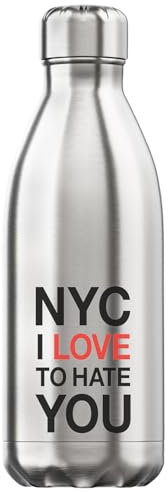 NYC I Love To Hate You I Hate New York Vacuum Insulated Thermal Water Bottle Silver