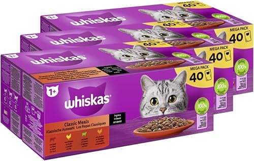 WHISKAS® Portionsbeutel Multipack 1+ Klassische Auswahl in Sauce 3 x 40 x 85g