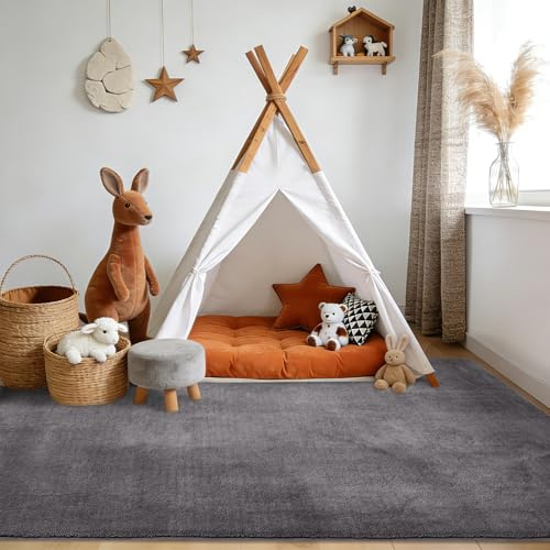 Novalife Teppich Kurzflor Teppich für Wohnzimmer,Weich Waschbarer & Anti-Rutsch Modern Shaggy Carpet für Schlafzimmer, Kinderzimmer