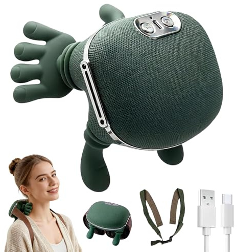 4D NackenmassagegeräT Kabellos, Elektrisches Shiatsu Massagegerät mit Wärme, 3 Massagegrade & 2 Temperaturstufen, Lindert Muskelverspannungen und Ermüdung, für Zuhause, BüRo, Reisen