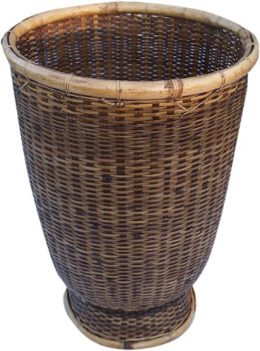 GURU SHOP Rattan Papierkorb, Asiatischer Korb, Größe: Groß (D-29 cm, H-45 Cm), Körbe