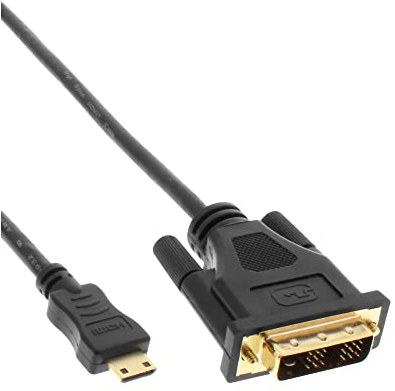 InLine 17474P Câble HDMI Mini HDMI C Mâle vers DVI 18 + 1 Câble 0,5 m Noir avec Contacts plaqué Or