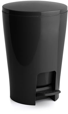 TATAY Poubelle Salle Bain à Pédale Diabolo 5 L, 19 x 21 x 28,2 cm | TATAY Poubelle Salle Bain à Pédale | Plastique Résistant Haute | 19 x 21 x 28,2 cm | Capacité de 5 L | Entretien Maison, Noir