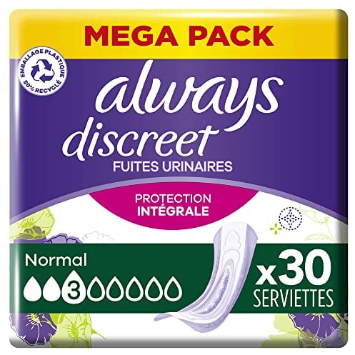 Always Discreet Inkontinenz-Slipeinlagen Damen, Normal (30 Binden) Mega Pack, starker Schutz, den Sie kaum spüren