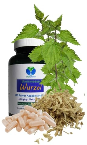 BRENNNESSELWURZEL 120 Kapseln NATUR PUR Brennnessel Wurzel zur FREUDE von BLASE & PROSTATA nach Hildegard von BINGEN nicht aus Extrakt - OHNE ZUSATZSTOFFE 26950-120