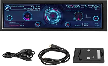 Dpofirs 8,8 Zoll CPU Hardware Temperaturmonitor, 1920 X 480 IPS LCD Bildschirm für Aida64 PC CPU SSD, GPU Lüftergeschwindigkeit, Computertemperatur, Speicher Unteranzeige, 360