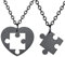 U7 Black Jigsaw Necklace Heart Pendant For 2 Pieces Couples Matching Necklaces Jewellery