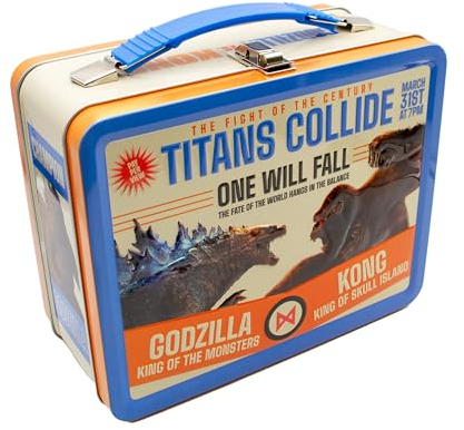 AQUARIUS Godzilla vs Kong Fun Box - Sturdy Tin Storage Box with Plastic Handle & Embossed Front Cover - Officially Licensed Godzilla vs Kong Merchandise & Collectible Gift