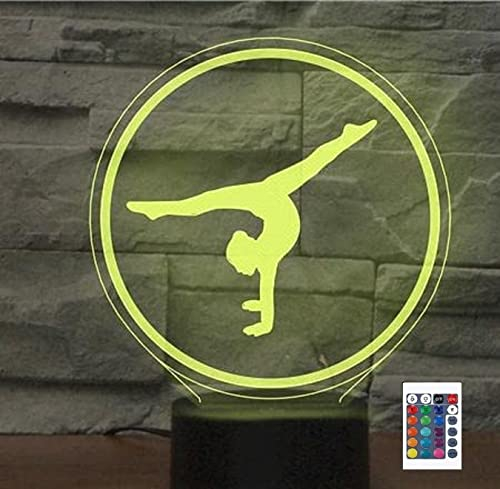 SUPERRUIDALONG Lampe de nuit 3D pour gymnastique artistique, 16 couleurs, illusion, acrylique, lampe de table LED, lampe de chevet, chambre d'enfant, bureau,