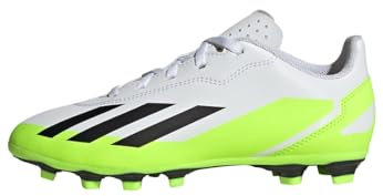 adidas X Crazyfast.4 Flexible Ground Boots, Scarpe da Calcio, Cloud White/Core Black/Lucid Lemon, 38 EU