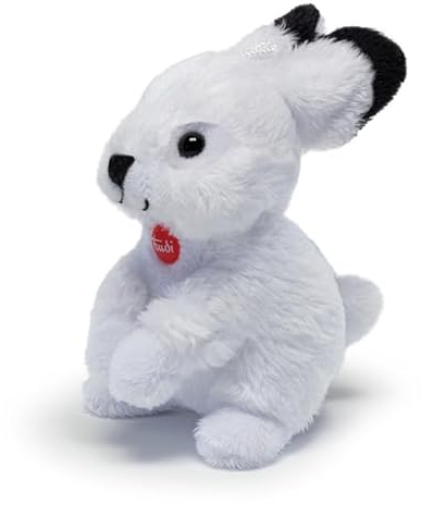 Trudi 52240 Sweet Collection Mini Plüsch Schneehase ca. 9 cm, Größe XXS, Stofftier mit weichen Materialien und liebevollen Details, Plüschtier mit Schlaufe als Anhänger, Kuscheltier für Kinder, Weiß
