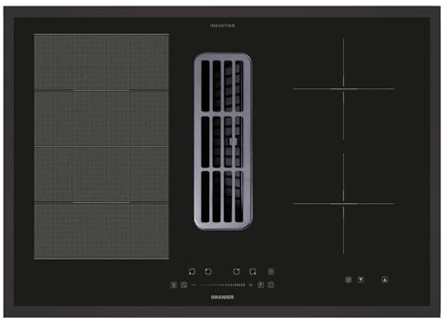 Oranier Flexx-Kochfeld 80 cm Induktion KFA490 - autarkes Induktionskochfeld mit Abluft-Umluft Kochfeldabzug inkl. schwarze Kochfeldrahmen