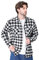Iris Sprite Men's Checked Plaid Shirts Flannel Plaid Shirt Casual Regular Plaid Shirt Long Sleeve with Pockets (M518-Black White, M)