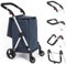 LEUYA ABC Carros de Compra, con Bolsillo para Congelados, 46L Carro de la Compra de 4 Ruedas, Carrito Compra Plegable de Aluminio (Azul)