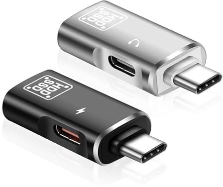 XMSJSIY Type-C USB C to USB 3.0 + C Charging + Audio Jack Adapter 2 in 1 OTG HDD/SSD USB Disk - 2PCS