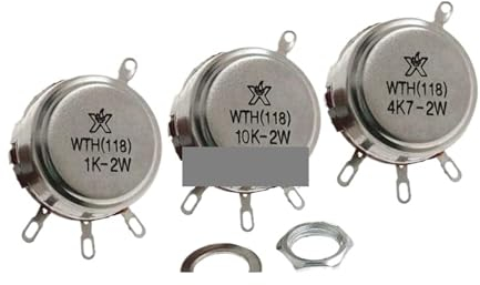 Potentiometer 2PCS WTH118 2W 1A Potentiometer 1K 2.2K 4.7K 10K 22K 47K 100K 470K 1M Variable Resistor Resistance 100K Ohm(4.7K Ohm)