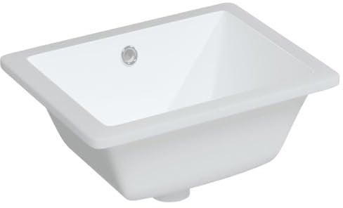 Einbauwaschbecken aus Keramik, Rechteckig Waschbecken, Handwaschbecken, Einbaubecken, Aufsatzwaschbecken, Waschtisch, Hand Waschschale für Badezimmer & Gäste-WC, 39x30x18,5 cm