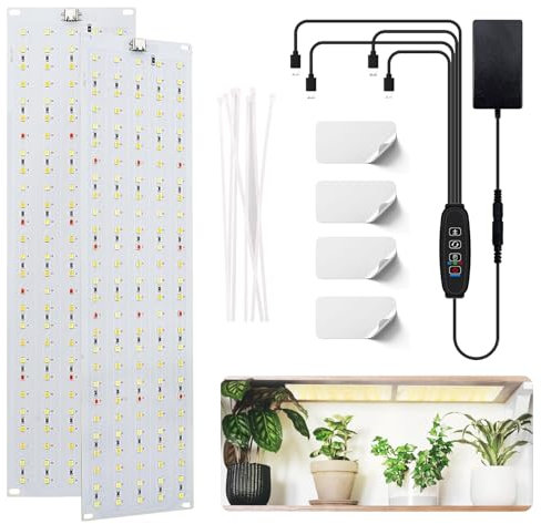 Pflanzenlampe Led Vollspektrum, Led Grow Lampe mit 270 LEDs, Pflanzenlampen mit 3/9/12H Zeitschaltuhr, 10 Arten von Helligkeit, Wachstumslampe für Pflanzen Gewächshaus Indoor (2 Stück)