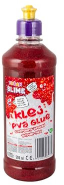 TUBAN Colla PVA glitterata per Slime 500ml - Colla per carta - Per divertimento - Carta e cartone - Ideale per realizzare Slime - Decoupage - Fai da te - Rosso