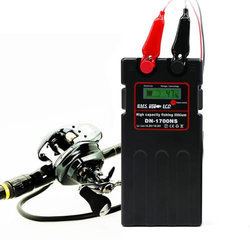 YDFunHowie Electric Reel Battery. 14.8V 9600mAh. IP68 Waterproof. for sea Fishing. Built-in Protection chip. with Two USB Ports. Compatible with Daiwa & Shimano Electric reels. (9600mAh)