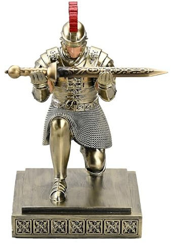 CYXStar Stiftehalter, römischer Prätorianer, Krieger, Ritter, Schreibtisch-Ornament, Harz, Bleistifthalter, Schreibtischzubehör und Organizer für Büro, mit Brieföffner (Bronze)