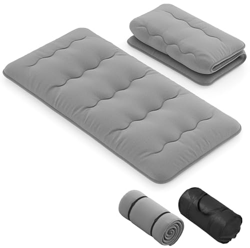 GOPLUS Bodenmatratze Tatami, Futon-Matratze mit waschbarem Bezug, Tatami-Matratze mit Tragetasche, Campingmatratze, gepolsterte Matratze für Schlafzimmer, Wohnzimmer & Camping (Grau,200 x 90cm)