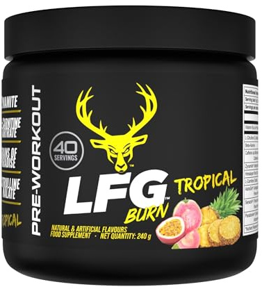 Bucked Up LFG Burn Pre-Workout Powder | Supports Energy & Endurance | Sugar Free | No Proprietary Blends | Tropical Flavour | 40 Servings