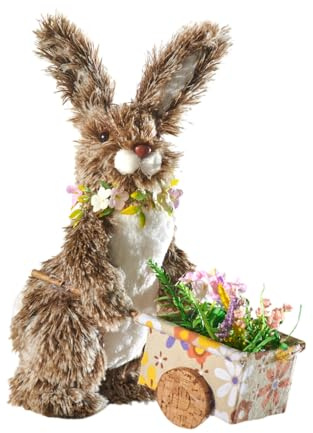 Eldo® Osterhase mit Schubkarre - Hasenfigur für Ostern – Höhe 28cm – Osterdekoration – detailreich verziert – Dekofigur Ostern
